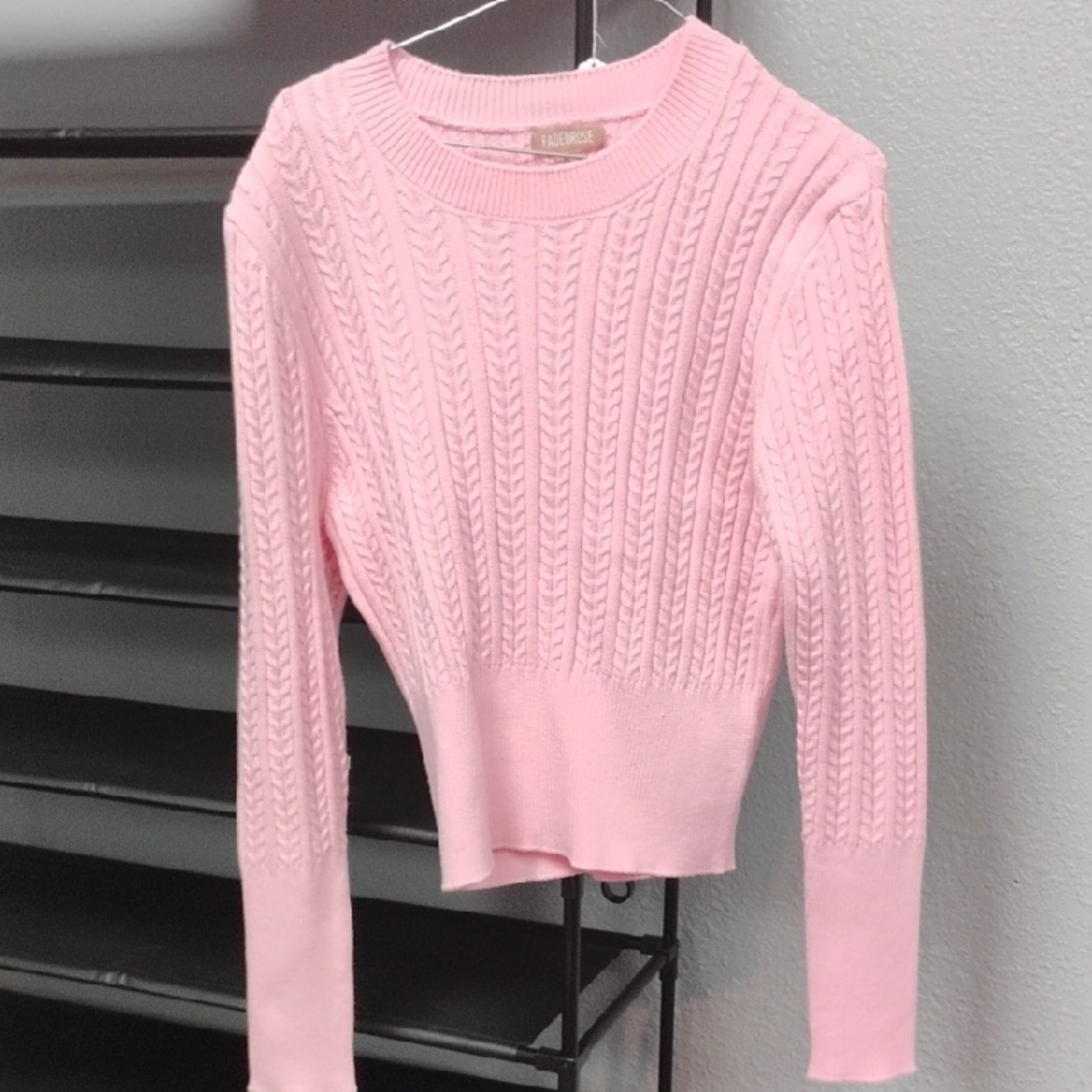 Pink Cable Knit Sweater